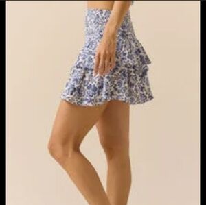Altar'd State Gracelynn Blue Floral Ruffle Skirt Smocked Waist Boho Medium